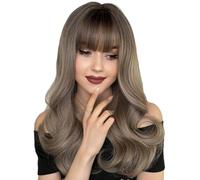 Lace Wig Wig Female Long Curly Hair with Bangs 58cm Head Dyed Synthetic Wig Full Top 22inch Wigs Women
