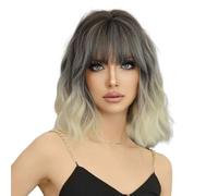 Lace Wig Wig for Women with Short Hair Wavy Curly Full Headband Painted and Dyed Korean Style Full Bangs Gradient Wig Wigs Women