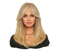 Lace Wig Women's Synthetic Full Head Wig Shoulder-length Layered Wig with Bangs Medium-length Curly Hair Wigs Women