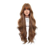 Lace Wig Women's Wig Long Wavy Curly Hair with Bangs Natural Synthetic High Temperature Silk Wig Headpiece Wigs Women