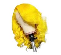 Lace Wigs For Women Body Wave Synthetic Lace Front Wigs 150 Density Half Hand Tied Heat Resistant Fiber Hair 12'' Adds Volume(Yellow)