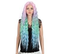 Lace Wigs Synthetic Deep Wave Curly Front Wig Blonde Wig Pink 30 Inch Hair Wigs For Black Women QT PKBL07 150%#Lace Front#30 inches-75cm