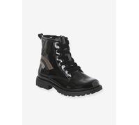 Laced and zipped ankle boots for children, nursery collection black