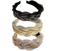 LaceDE Pack of 3 Boho Wrap Tie Fashion Hair Bands Elastic Twist Scarf Pretty Bow Tie Wide Alice Bands for Women & Girls