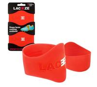 LACEEZE Original Bands - As Seen on Dragons' Den - Ribbed Technology - Secure Laces, Prevents Unraveling, Fits Shoe Size C13 - UK 6.5, Red, Ideal for Sports Shoes, Football, Rugby