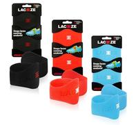 LACEEZE Original Bands - As Seen on Dragons' Den - Ribbed Technology - Secure Laces, Prevents Unraveling, Fits Shoe Size C13 - UK 6.5, Red & Blue, 3 Pack,Ideal for Sports Shoes,Football,Rugby,Hockey