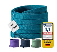 LaceHype 2 Pairs Premium Flat Shoelaces [10 mm Wide] LC1 Tear-Resistant Shoe Laces Replacement Polyester Shoelaces for Trainers, Sports Shoes, Running Shoes, Trainers (Turquoise, 130)