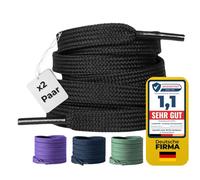 LaceHype 2 Pairs Premium Flat Shoelaces [10 mm Wide] LC1 Tear-Resistant Shoe Laces Replacement Polyester Shoelaces for Trainers, Sports Shoes, Running Shoes, Trainers (Black, 80)