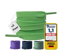 LaceHype 2 Pairs Premium Flat Shoelaces [10 mm Wide] LC1 Tear-Resistant Shoe Laces Replacement Polyester Shoelaces for Trainers, Sports Shoes, Running Shoes, Trainers (Mint Green, 180)