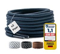 LaceHype 2 Pairs - Premium Round Shoelaces [Diameter 4.5 mm] Polyester for Work Shoes, Boots, Outdoor Shoes and Sports Shoes, Tear-Resistant Shoe Laces, darkblue, 90 cm - 2 Paar