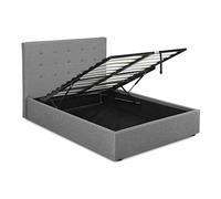lacer plus fabric ottoman storage double bed - grey