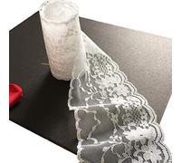 LaceRealm 3.5 Inch Wide White Lace Trim Ribbon with Floral Pattern for Decorative Bridal Wedding Lace DIY Making Sewing Accessory-10 Yards (6580 White)