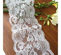 LaceRealm 5.5 inch Wide White Lace Trim Ribbon with Floral Pattern for Decorative Bridal Wedding Lace DIY Making Sewing Accessory-10 Yards (6822 White)