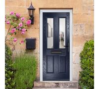 Lacerta Composite Door Carnoustie Blue 920mm X 2090mm Open In Left Hand Clear Glass 10 Year Guarantee - Free Delivery & Smart Lock