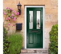 Lacerta Composite Door Carnoustie Green 920mm X 2090mm Open In Left Hand Clear Glass 10 Year Guarantee - Free Delivery & Smart Lock