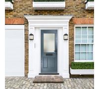 Lacerta Composite Door Lytham 7015 Grey 920mm X 2090mm Open In Left Hand Obs Glass 10 Year Guarantee - Free Delivery & Smart Lock