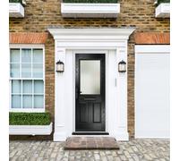 Lacerta Composite Door Lytham Black 920mm X 2090mm Open In Right Hand Obs Glass 10 Year Guarantee - Free Delivery & Smart Lock