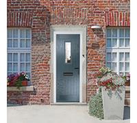 Lacerta Composite Door Sunningdale 7015 Grey 890mm X 2090mm Open In Left Hand Clear Glass 10 Year Guarantee - Free Delivery & Smart Lock