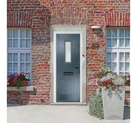 Lacerta Composite Door Sunningdale 7015 Grey 920mm X 2090mm Open In Left Hand Obs Glass 10 Year Guarantee - Free Delivery & Smart Lock