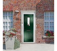 Lacerta Composite Door Sunningdale Green 890mm X 2090mm Open In Right Hand Clear Glass 10 Year Guarantee - Free Delivery & Smart Lock