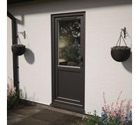 Lacerta Triple Glazed Door Half Glass Left Hand Open In Black/white Clear Glazed 840 X 2090mm 10 Year Guarantee With Free Delivery