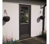 Crystal Black and White Half Glass RH Open Clear Triple Glazed Door 920 x 2090mm