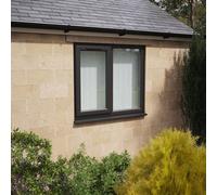 Lacerta Triple Glazed Window Black/white Lh Side Hung Next To A Fixed Obscure Glazed 1190 X 1040mm 10 Year Guarantee With Free Delivery