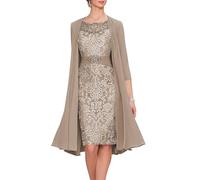 Laces Chiffon Mother of The Bride Dresses with Jacket Mother of The Groom Dress 2-Pieces Formal Evening Gowns Taupe