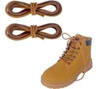 Lacesgian 3.5mm Genuine Leather Shoe Laces for Boot, Heavy Duty Cord Flat Shoelaces for Walking Boots, Trainers, Crafts DIY (Dark Brown)