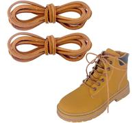 Lacesgian 3.5mm Genuine Leather Shoe Laces for Boot, Heavy Duty Cord Flat Shoelaces for Walking Boots, Trainers, Crafts DIY (Golden Brown)