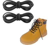 Lacesgian 3.5mm Genuine Leather Shoe Laces for Boot, Heavy Duty Cord Flat Shoelaces for Walking Boots, Trainers, Crafts DIY (Black)