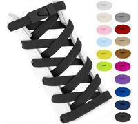 Lacesgian 8mm No Tie Elastic Shoe Laces for Trainers, Flat Stretchy Quick Lock Shoelaces for Running walking Sneakers Adults (Black, 54"/140cm)