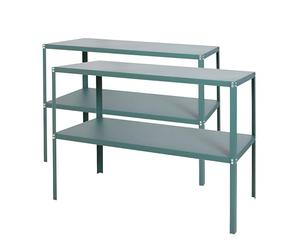 Lacewing 118cm Essential 2 Tier Greenhouse Staging Potting Bench Tool Storage Rack Shelves Green (Pack of 2)
