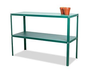 Lacewing 118cm Essential 2 Tier Greenhouse Staging Potting Bench Tool Storage Rack Shelves Green (Pack of 1)