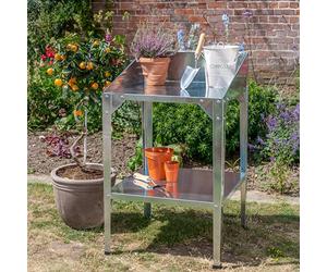 Lacewing Traditional 2 Tier Silver Greenhouse Workstation Germination Potting Table Tool Storage Shelves