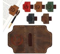 LACGO Vintage Leather Bookmark,Magnetic Book Mark with Pen Holder,Personalised Book Gift with Letter, Classic Stitched Leather Bookmark,Gift for Christmas,Birthday (Coffee, G)