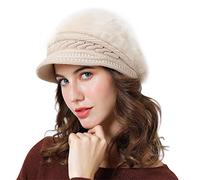 Lachi Ladies Winter Hat Beret Winter Hat for Women Knit Beanie Cabbie Cap Visor Warm Skullcap Knitted Ladies Cloche Khaki