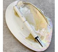 LACHIEVA Luxury Mother of Pearl Metal Ballpoint Pen with German-made P900M Refill, Best and Nice Gift for Writing, Men & Women (White Shell)