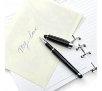 LACHIEVA Roller Pen with Touch Pen Stylus for Tablets, Black Barrel, Classic Design, Germany Schneider Refill Black and Blue