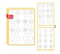 Lachilly 10 Pack Basic Fraction Learning Aids, Double-Side Dry Erase Big Cards, Math Teaching Resources for Homeschool Perschool Primary School Supplies, 8.26x11.22 Inch