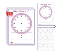 Lachilly 10 Pack Telling Time Learning Aids, Double-Side Dry Erase Big Cards, Math Teaching Resources for Homeschool Perschool Primary School Supplies, 8.26x11.22 Inch