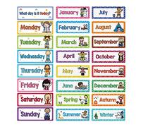 Lachilly 24 Pcs, 3 Themes Days of The Week/Seasonal/Months of The Year Flash Cards Subject Titles for Bulletin Board Headliners Classroom Decoration English Words