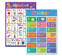 Lachilly 2Pcs ABC Alphabet, 0-20 Numbers Educational Posters for Kindergarten Nursery Home-School, Kids Learning Chart Materials, Classroom Supplies, Wall Decorations, A3 Size