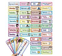 Lachilly 40 Pcs Days of The Week/Seasonal/Months of The Year/Weather Flashcards Subject Titles for Bulletin Board Headliners Classroom Decoration Teacher Teaching Aids