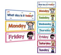 Lachilly 8 Pcs Days of The W lashcards Subject Titles for Bulletin Board Boarder Headliners Classroom Decoration Teacher Teaching Aids