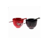 lachineuse 2432 Soup Bowls, Porcelain, Red/Black