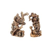 lachineuse - Dragon & Phoenix Couple Figurines - Feng Shui Statuettes - Family & Marital Happiness Symbol - For Office, Home - Asian Chinese Decoration - 13 x 9 x 4.5 cm - Gold