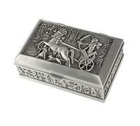 lachineuse - Egyptian Kadesh Jewellery Box - 12 x 8 x 5 cm - Antique Egypt Decoration - Key Storage Box/Watches - Decorative Gift Idea Urn Box - Ramses Hieroglyphs - Metal Colour