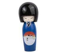 lachineuse - Japanese Kokeshi Durability Blue 13.5cm - Japanese Wooden Doll with Kimono Bird Crane - Japanese Decoration - Japanese Kokeshi Traditional Japan - Gift Idea