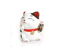 lachineuse - Maneki Neko Cat - Japanese Lucky Figurine - Kawaii Decorative Object - Porcelain Lucky Charm 9.5 cm - Asian Cat - Fortune, Happiness, Luck - White